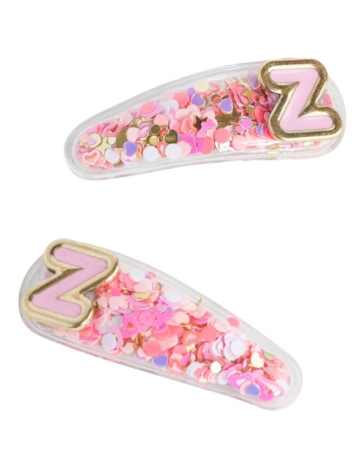 Initial "Z" Confetti Snap Clips in Multi
