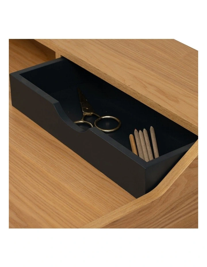 Castor Study Desk 110cm in Natural/Black