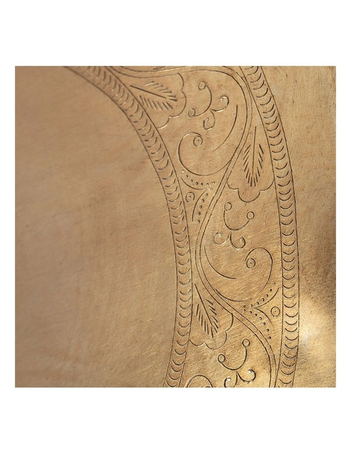 Oval Etched Tray in Antique Gold