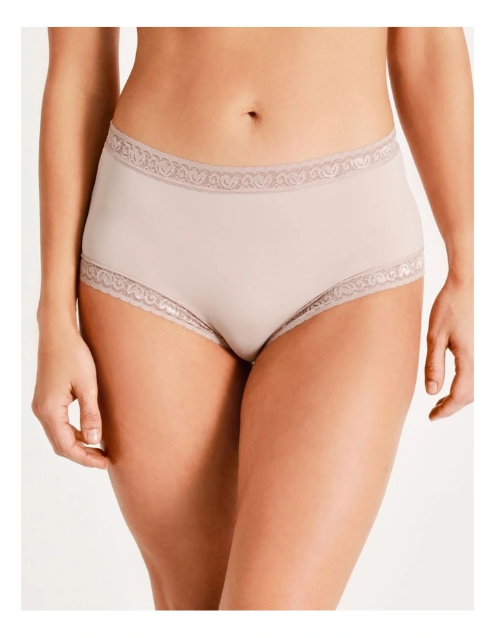 Smooth Lace Full Brief in Beige