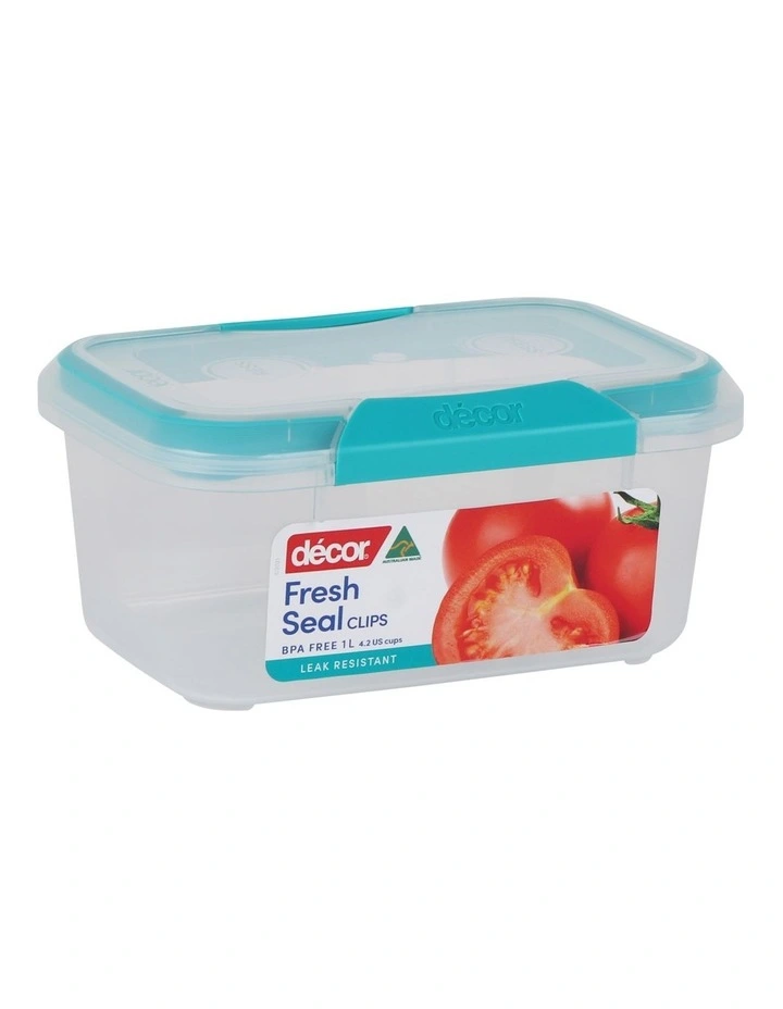 Fresh Seal Clips Oblong Food Storage 1L in Clear/Blue