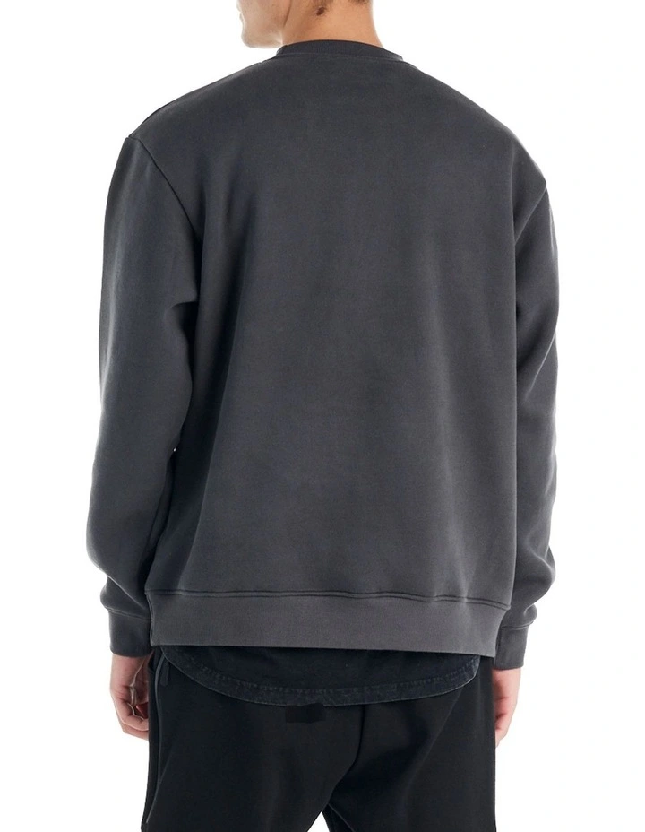 Sports Club Crew Sweater in Charcoal