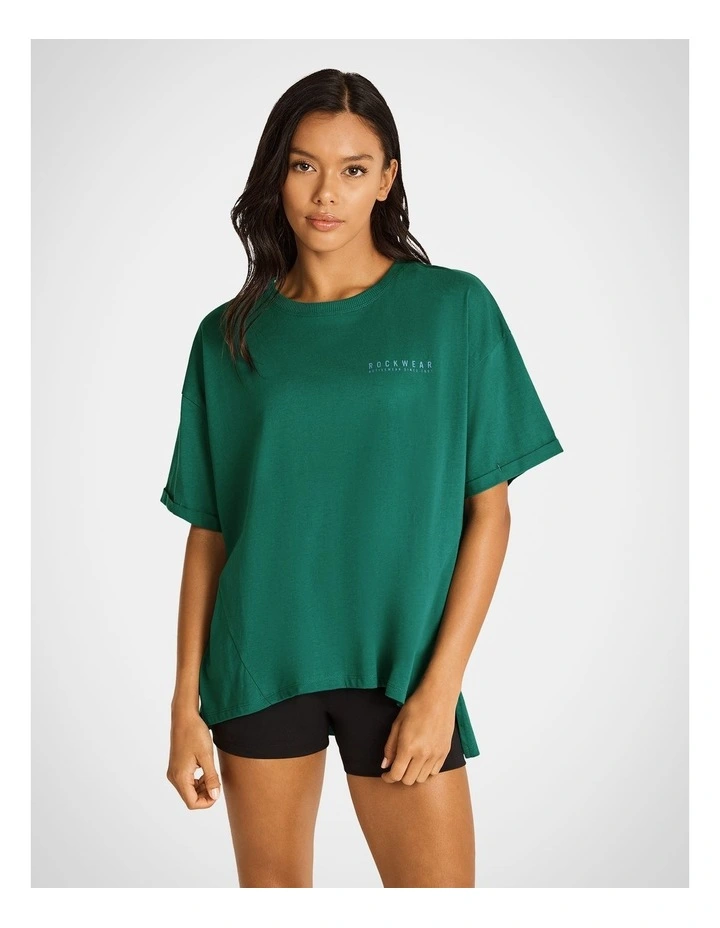Logo Boyfriend Tee Jewel in Green