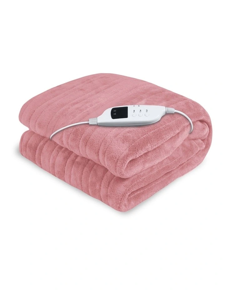 Heated Electric Blanket Throw Rug in Pink