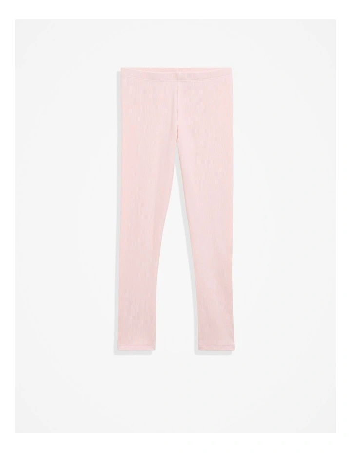 Organically Grown Cotton Blend Solid Rib Legging in Mineral Pink