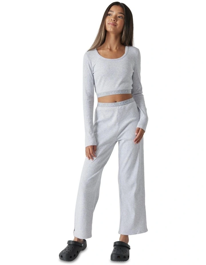 Riley Rib Crop Top in Grey Marle