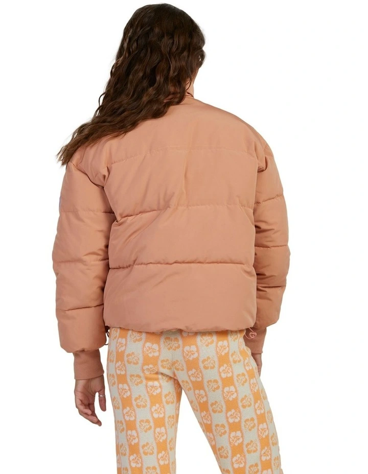 New Age Cropped Puffer Jacket in Brown