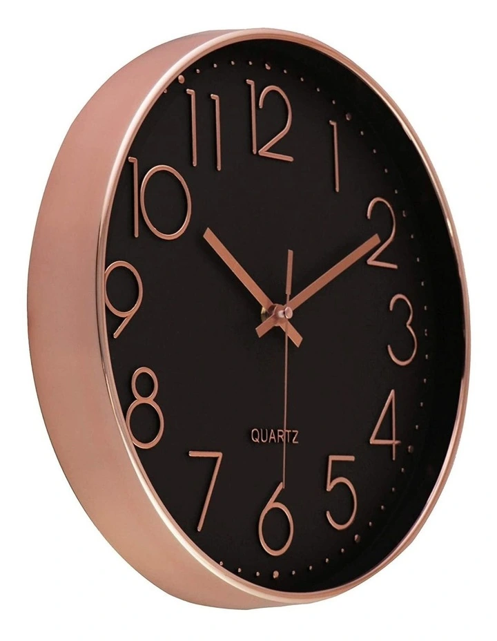 Lexi 30cm Silent Wall Clock Black / Rose Gold