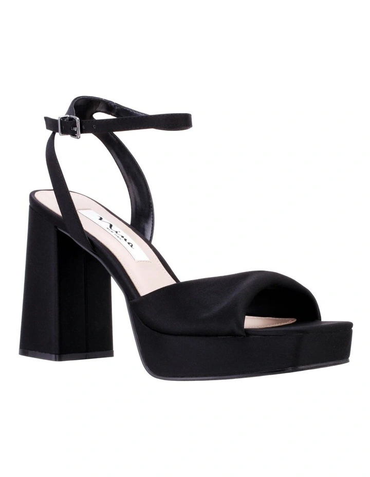 Stacie Sandals in Black Satin