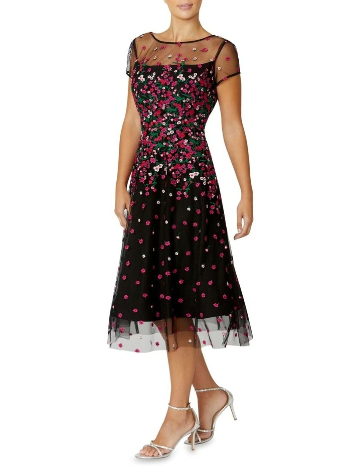 Leila A-Line Dress in Black/Pink