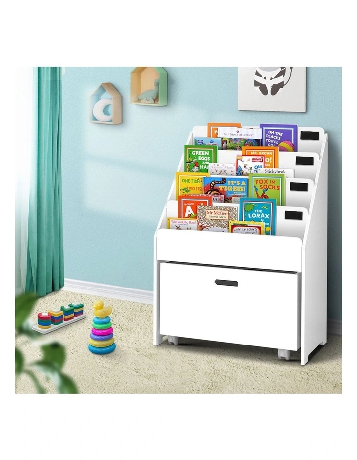 Kids Bookshelf Storage Organiser in White