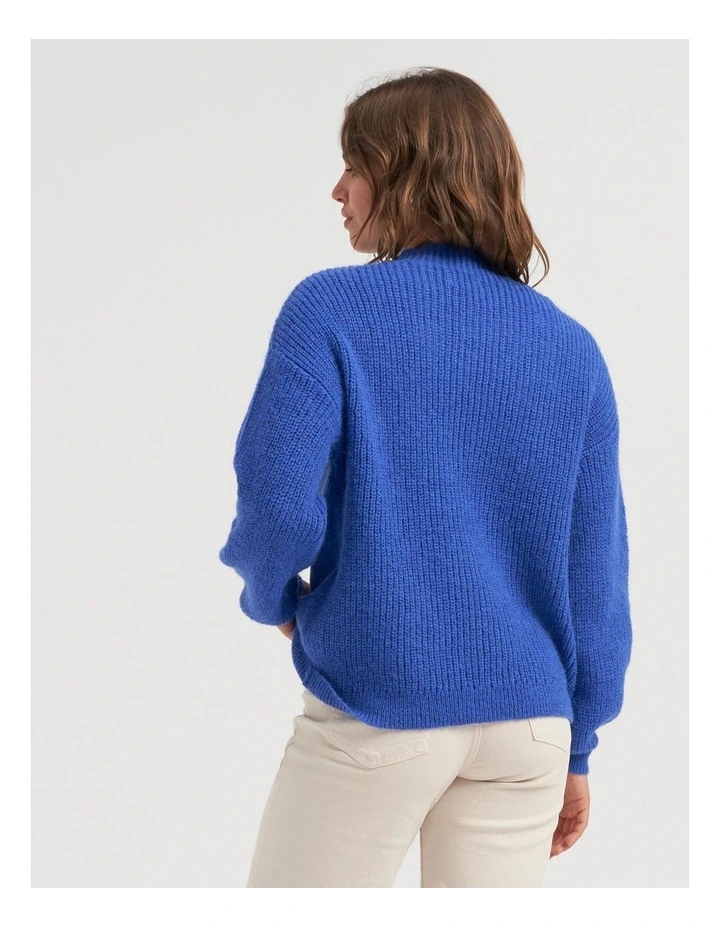 Alisa High Neck Knit Jumper in Blue