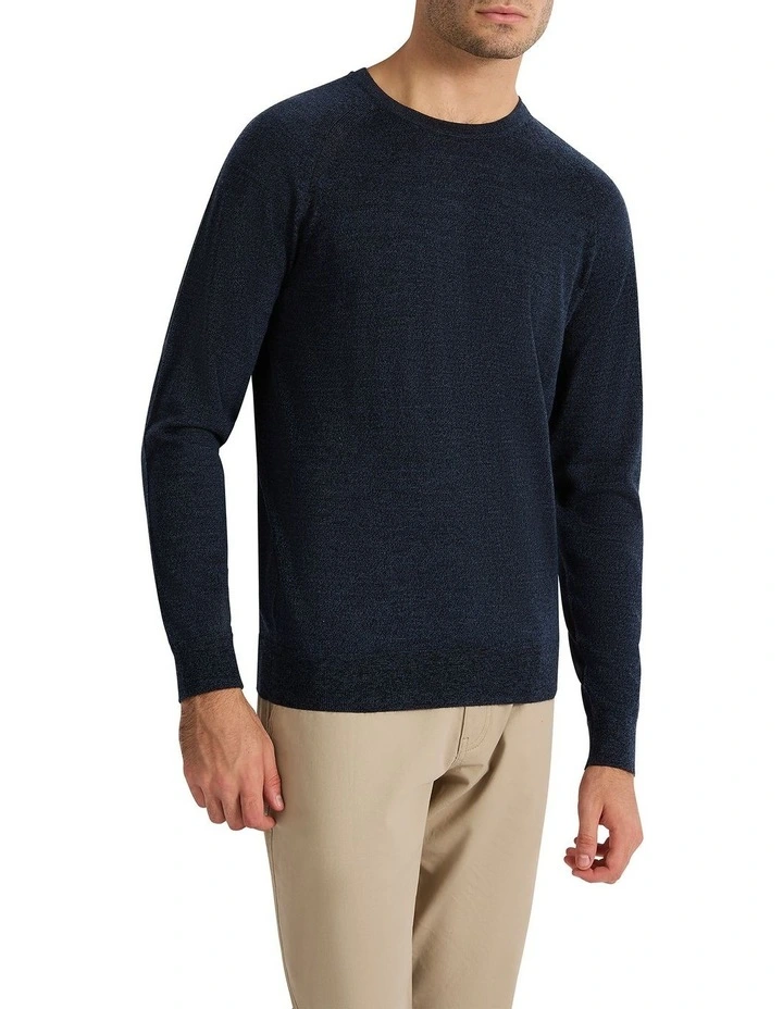 Max Merino Crew Sweater in Blue/Black