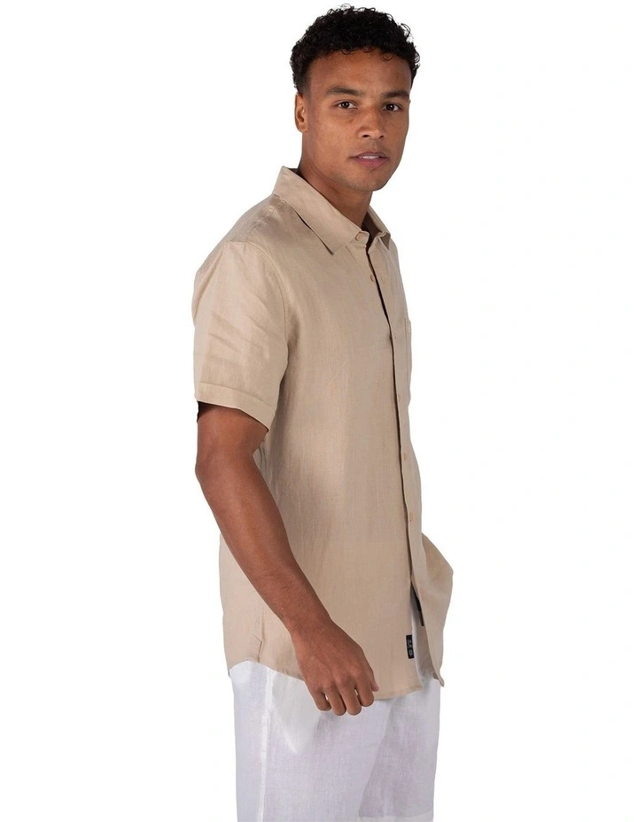 Short Sleeve Linen Shirt in Natural