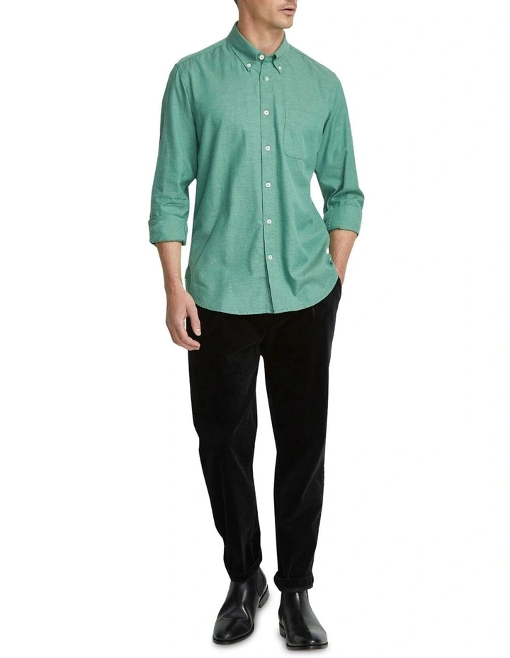 Portland Twill Cotton Shirt in Green