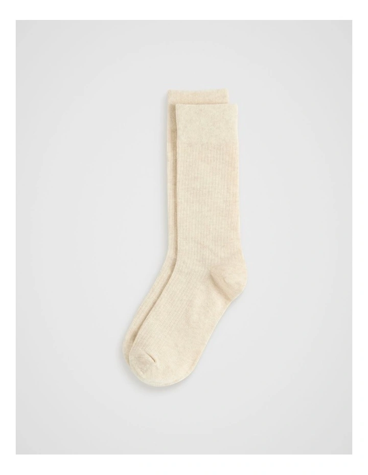 Wide Welt Boot Sock in Beige Marle