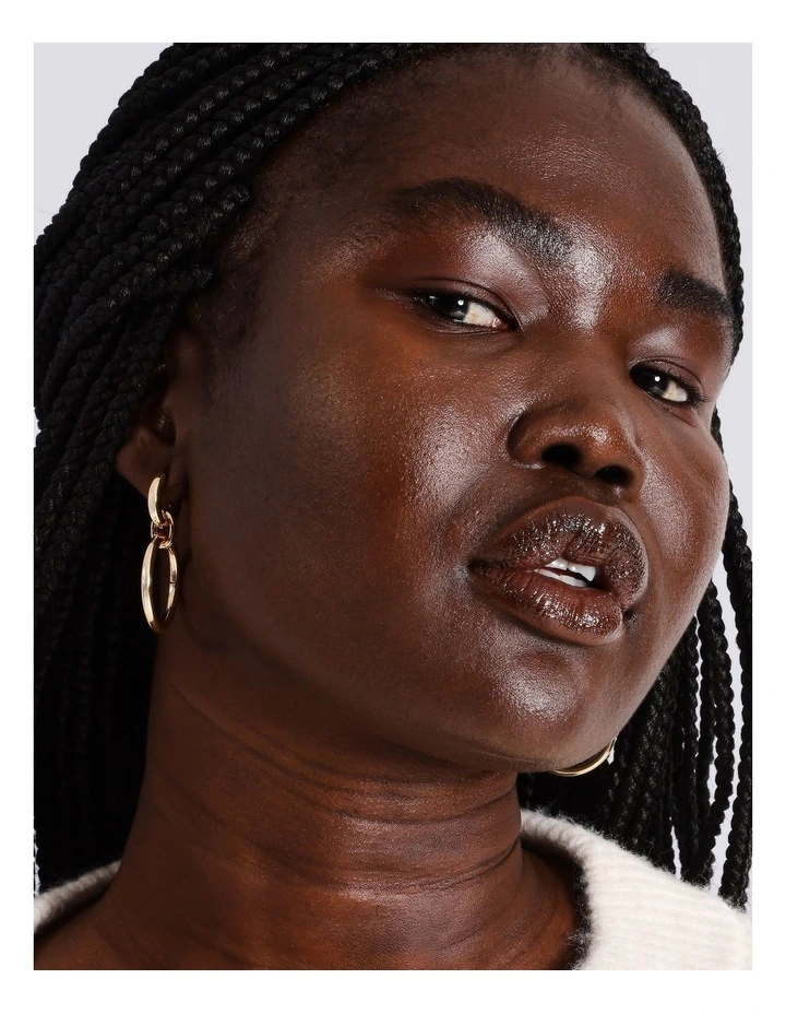 Double Front Facing Hoop Earring in Gold