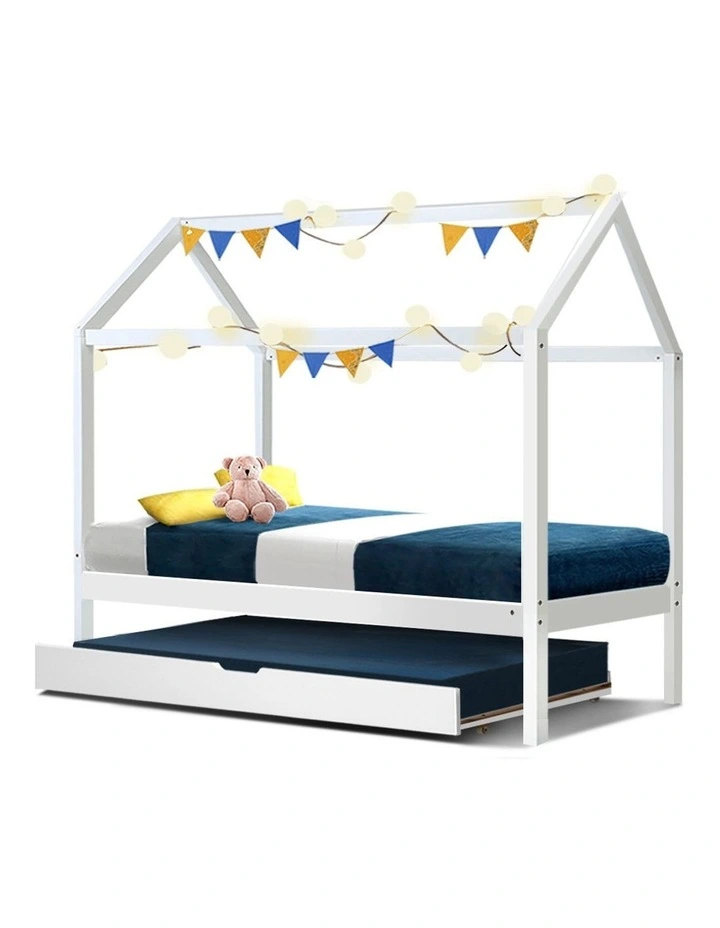Wooden Bed Frame Single Size Mattress Base Pine Timber Platform White HOLY