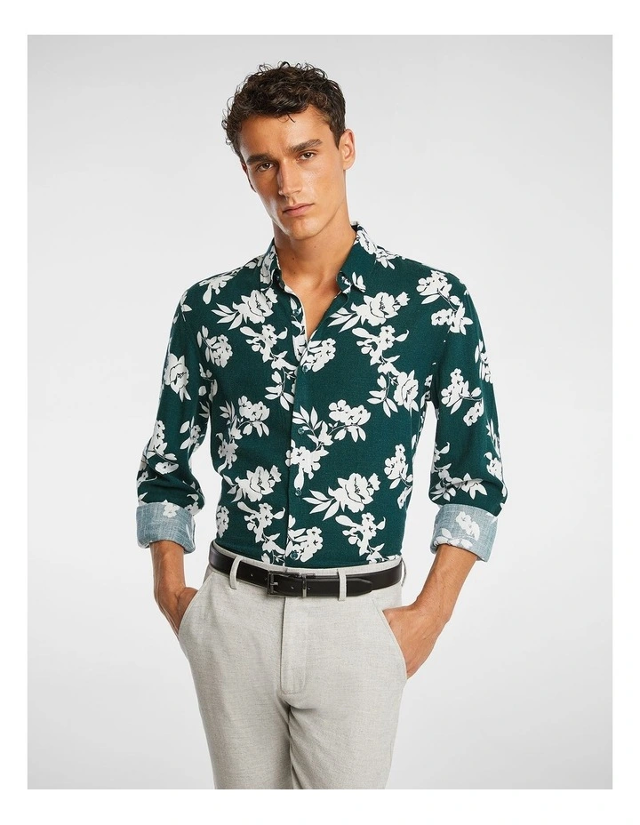 Christiano Viscose Shirt in Dark Teal
