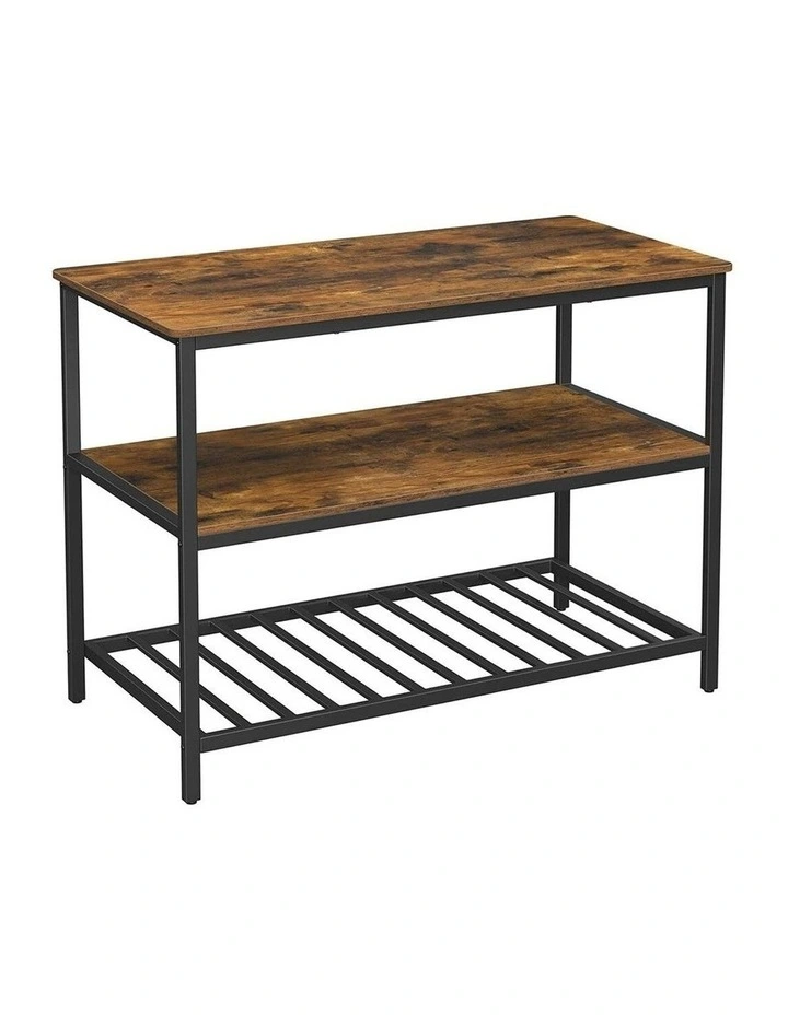 3 Tier Kitchen Shelf in Rustic Brown/Black
