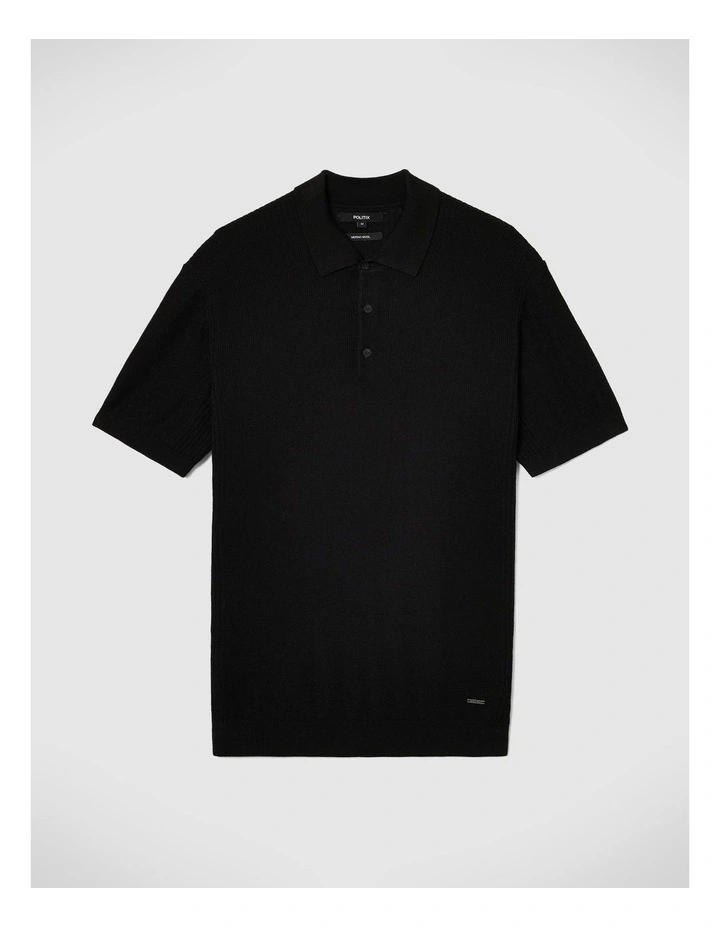 Knitted Polo Shirt in Black