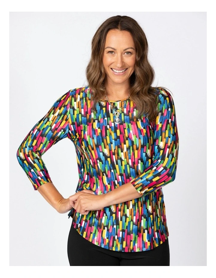 All Sorts 3/4 Sleeve Top in Multi