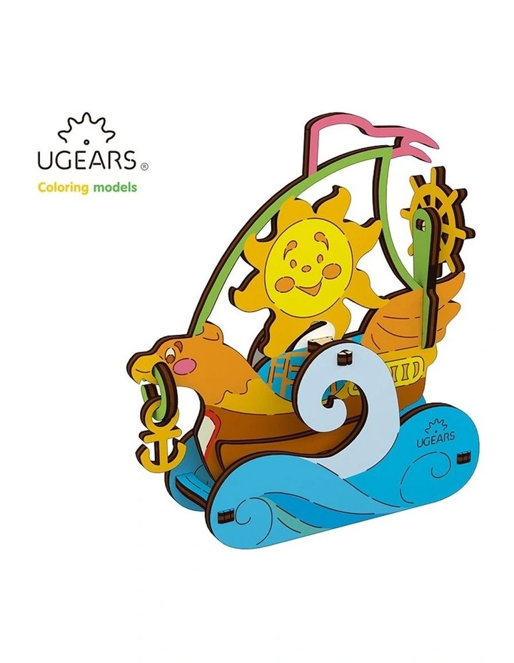 3D Colouring Sailboat 17 Piece Wooden Puzzle Kit (5+ Years)