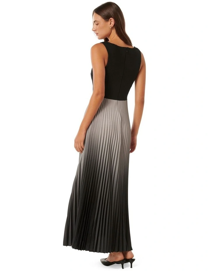 Ornella Two-in-One Pleated Midi Dress in Slate Ombre