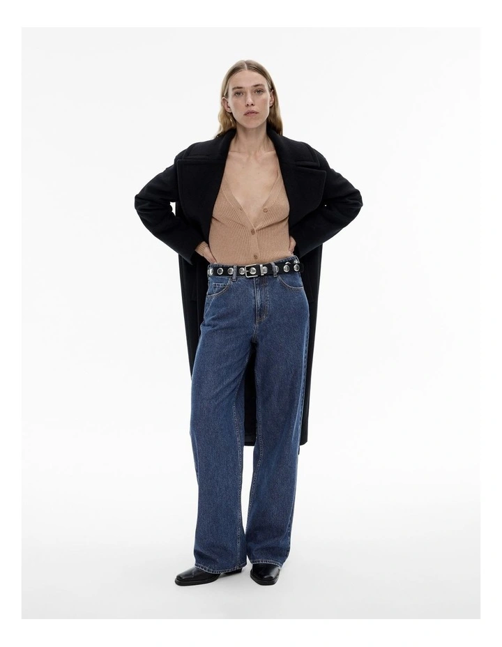 Wool Blend Knit Cardigan in Natural Marle