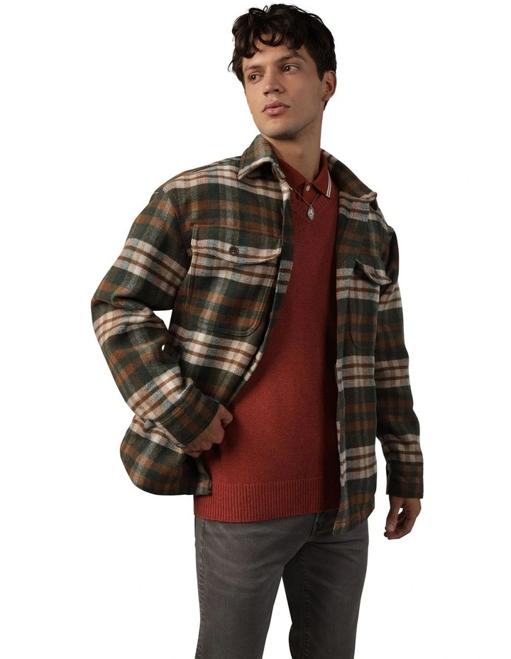Super Soft Plaid Shirt Jacket in Olive Moss
