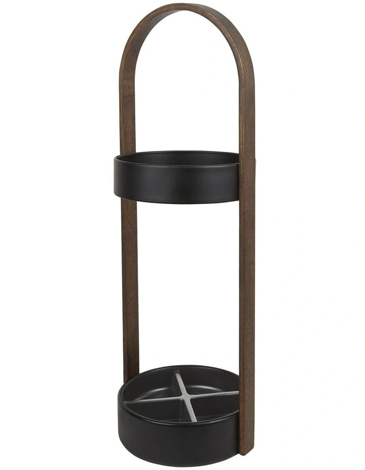 Bellwood Umbrella Stand 22x24x68cm in Black/Walnut