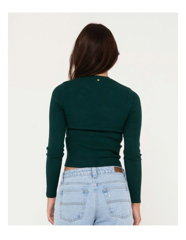 Amelia Skimmer Long Sleeve Knit Top in Green