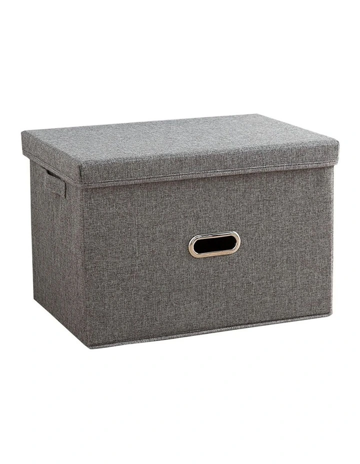 Super Large Foldable Canvas Storage Box in Grey