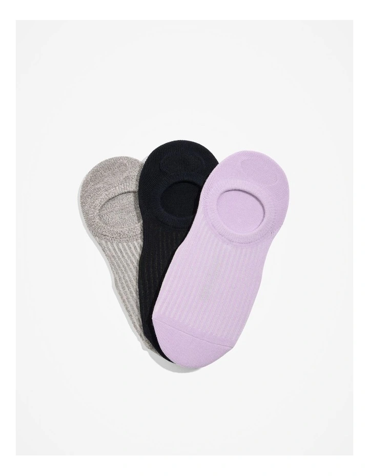 Australian Cotton Blend Rib Secret Sock Pack Of 3 in Lilac
