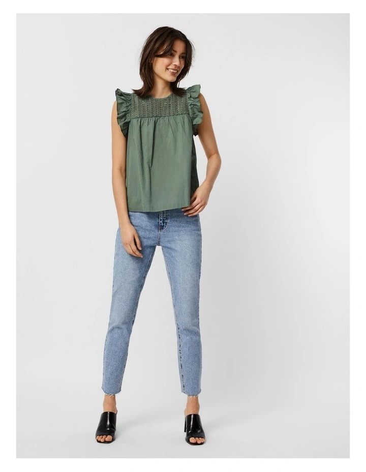 Loretta Sleeveless Cotton Top in Green