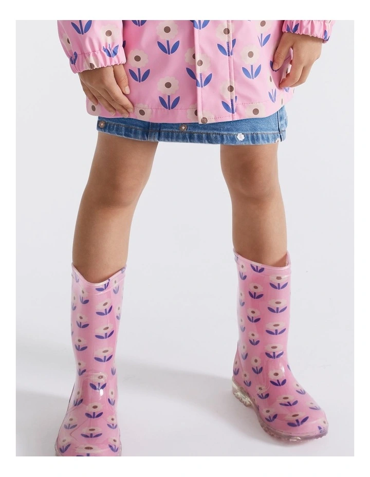 Flower Light Up Gumboot in Candy Pink
