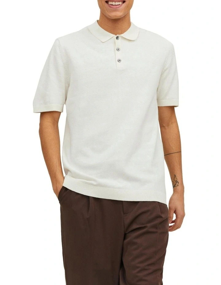 Emil Knitted Polo in White