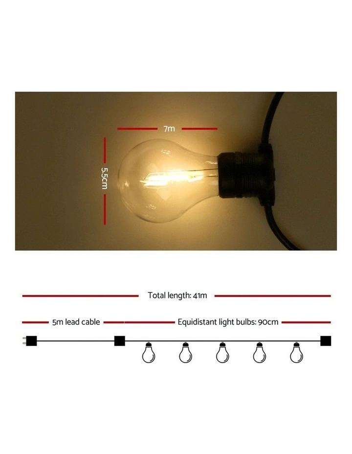 Jingle Jollys LED 41m Festoon String Lights