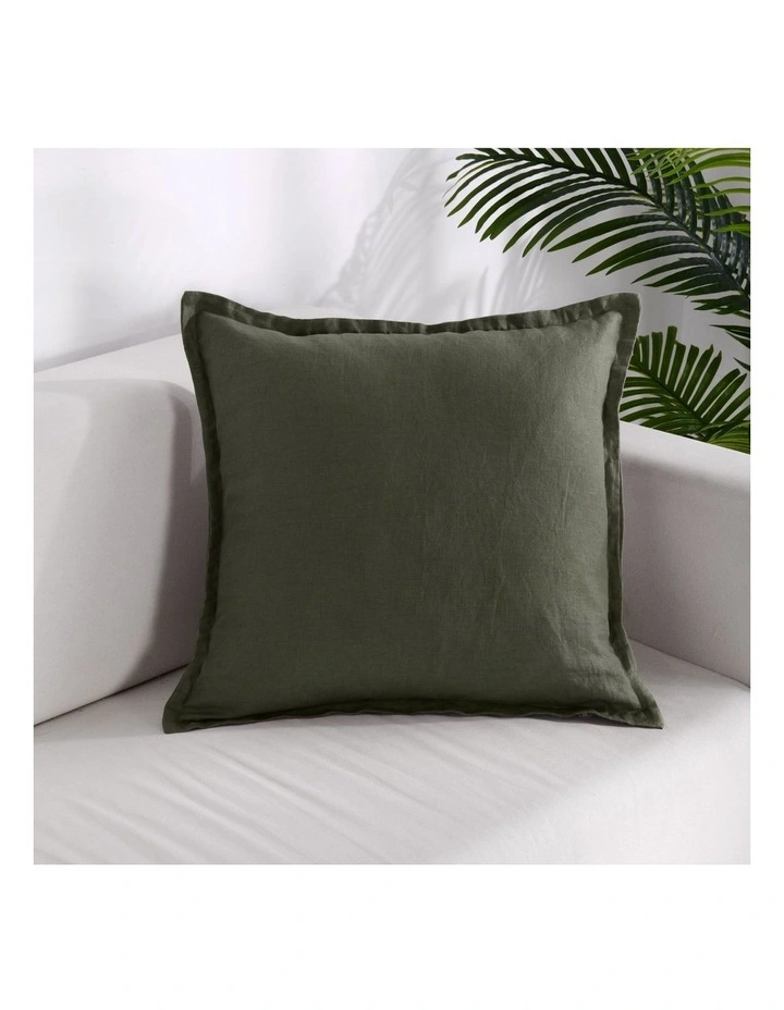 French Linen Cushion 50x50cm in Kale