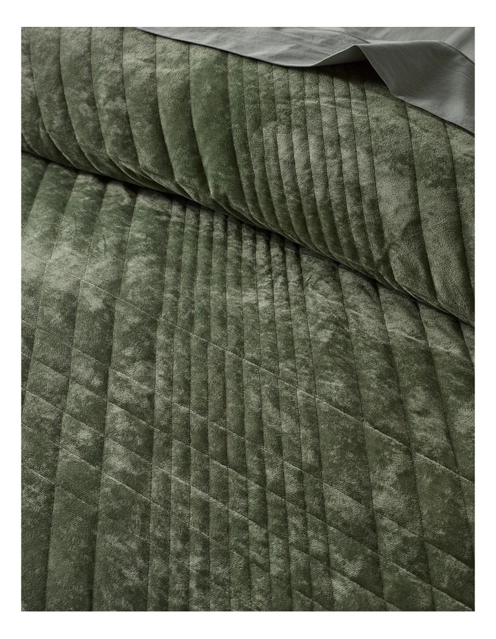 Ashley Corduroy Quilted Quilt Cover Set in Dusky Green