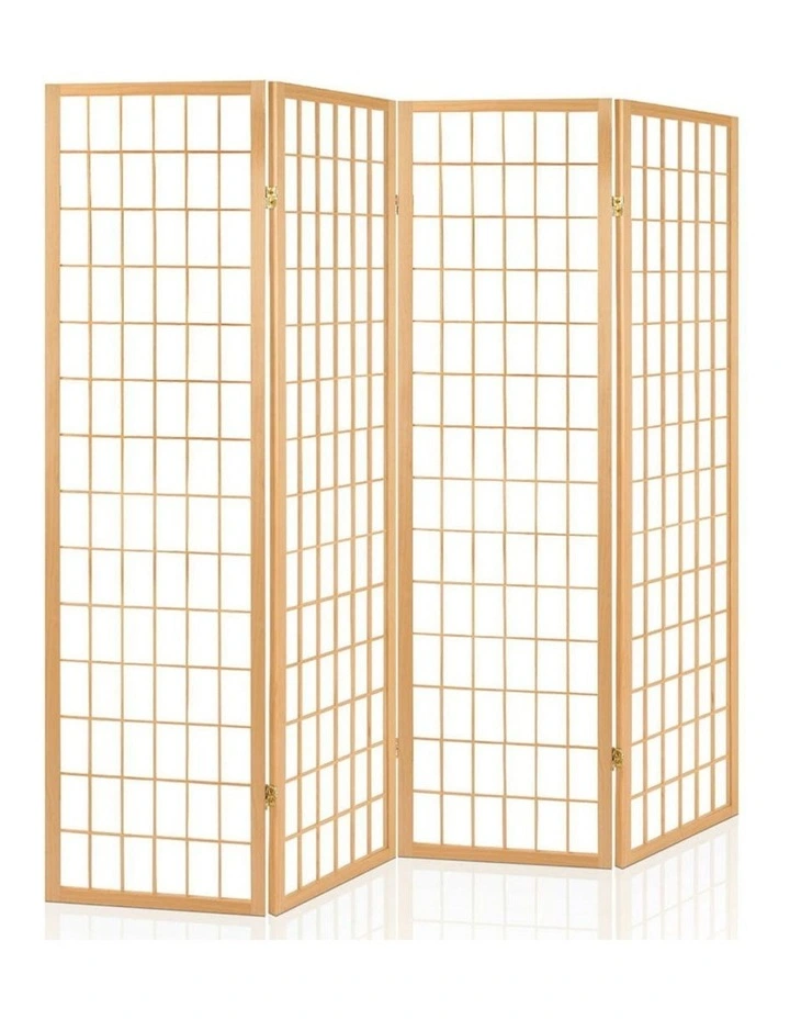 4 Panel Room Divider Screen 174x179cm in Natural