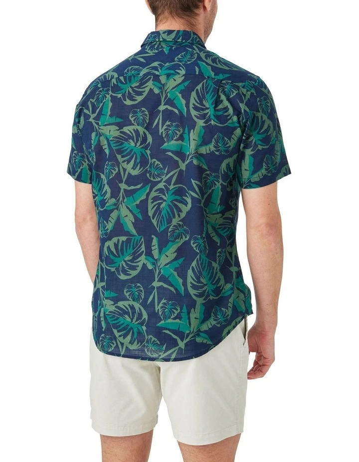 Beau Print Short Sleeve Shirt Assorted in Green/Navy