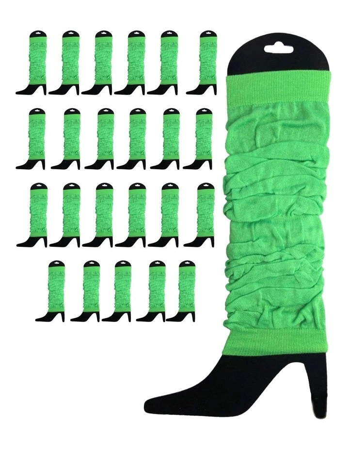 Knitted Leg Warmers 24-Pack in Fluro Green
