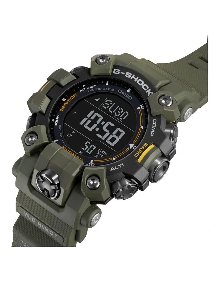 G Shock Resin Watch in Black/Camo Green