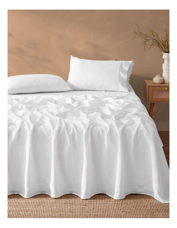 Vintage Washed Hemp Linen Sheet Set in White