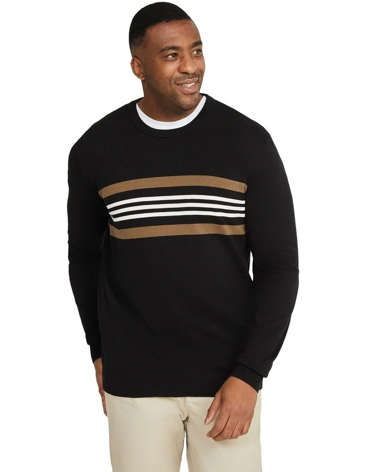 Tri Stripe Sweater in Black