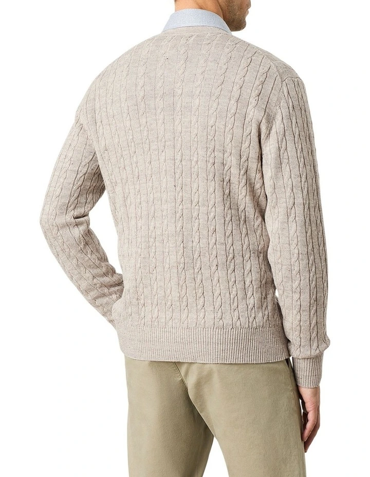 Newcomb Cable Cardigan in Sand
