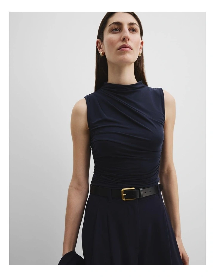 Cupro Jersey Tank in Deep Navy