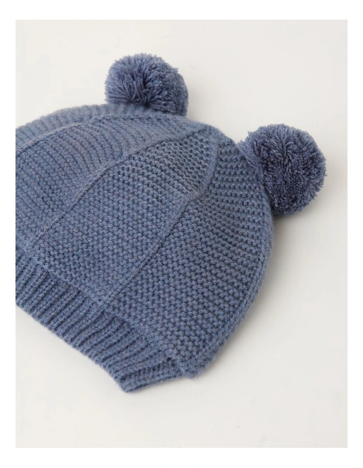 Garter Stitch Beanie in Blue