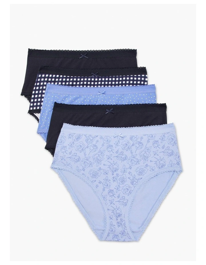 Cotton Rose Briefs 5 Pack in Multi